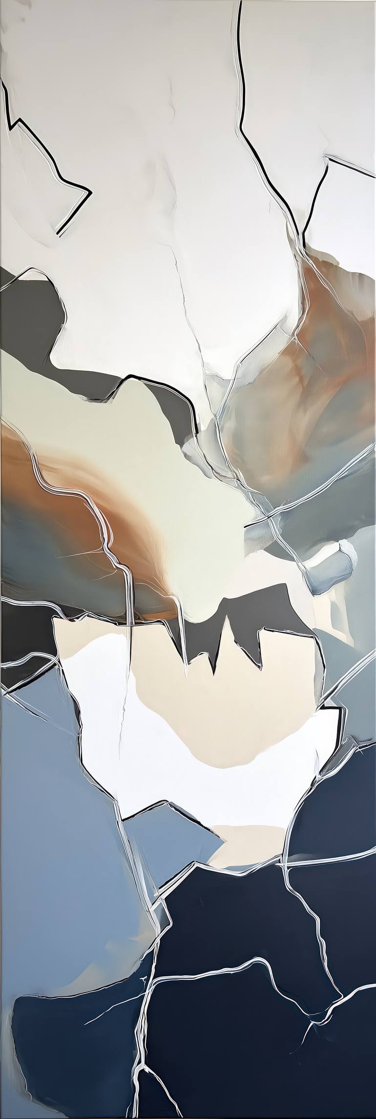 Nature’s Geometry #1, brown grey abstraction Original Painting by valentyna kniazieva