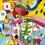 Bright colors of Childhood #1 Ready to Hang yellow abstraction by Valentyna Kniazieva