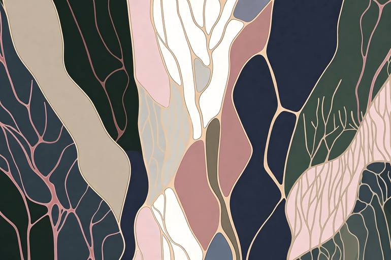 Hidden Worlds #4, pink tones abstraction Original Painting by valentyna kniazieva
