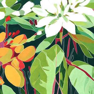 Leaves of Happiness #2, green vivid abstraction