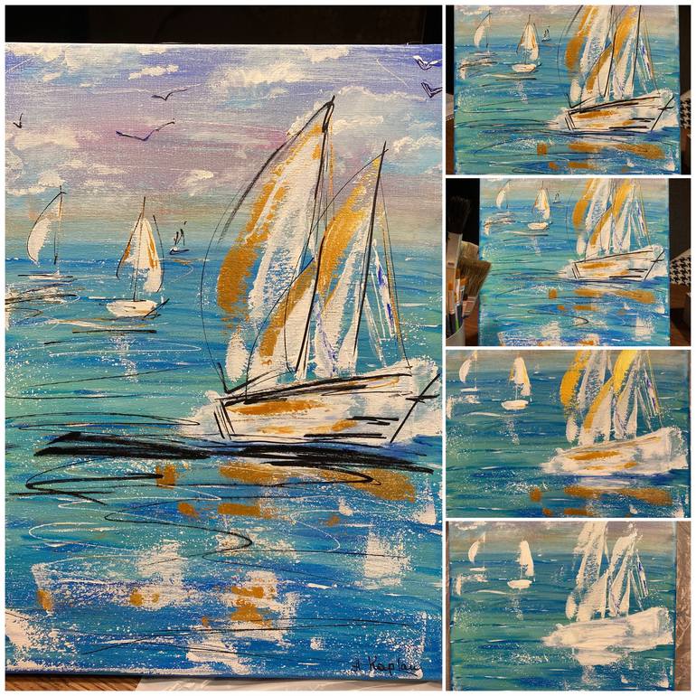 Original Abstract Boat Painting by Ko An