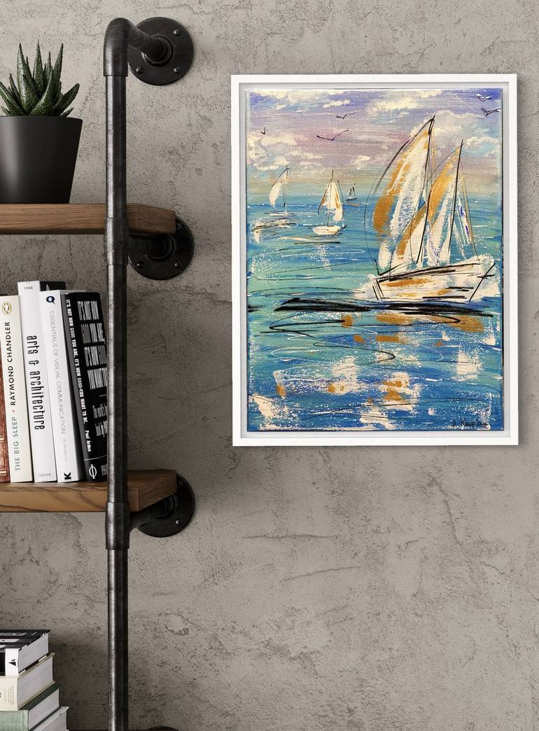 Original Abstract Boat Painting by Ko An