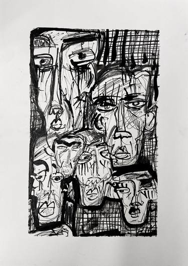 Print of Abstract People Drawings by Eva-Maria Schmid