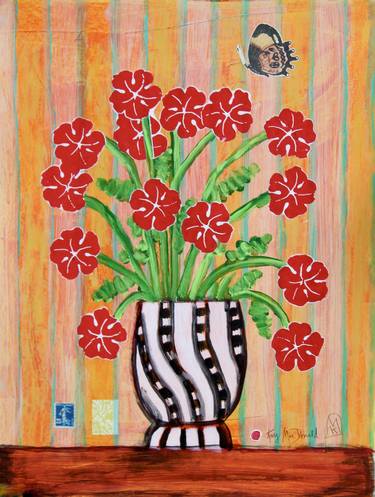 Red Poppy Collage Fauvist Painting thumb