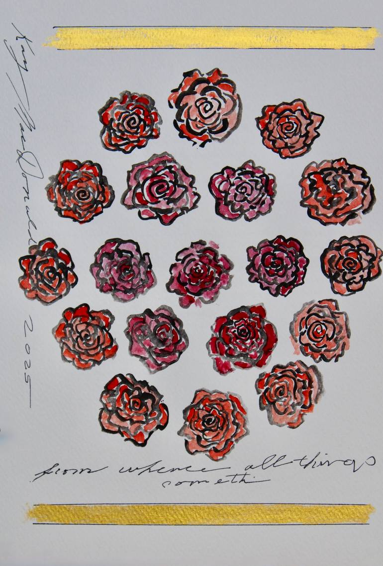 Original Geometric Painting by Kay Macdonald | Abstract Expressionism Art on Paper | The 19 Flowers of Life