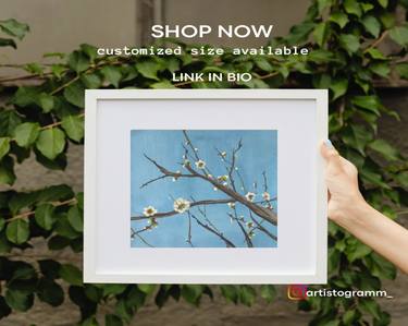 Floral Gouache Painting Nature Cherry Blossom Wall Art thumb