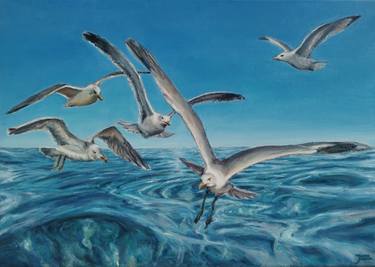 Seascape With Gulls, oil on canvas, 70 x 50 cm thumb