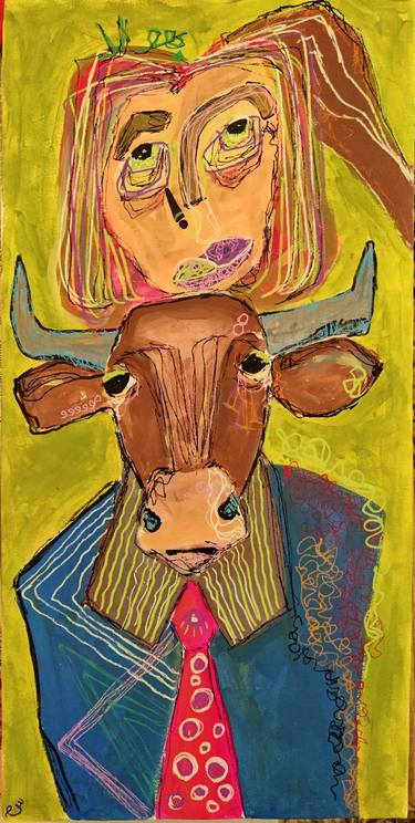 Original Abstract Cows Paintings by Samiya Mahir Sheikh