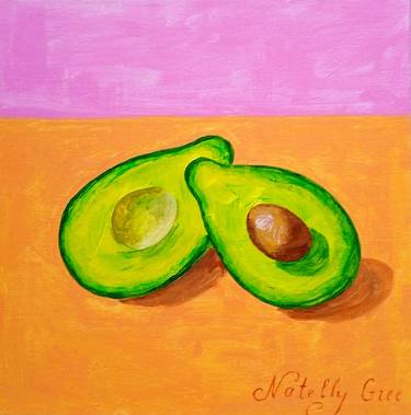 Avocado Painting Fruit Original Art Canvas Still Life Avocado thumb