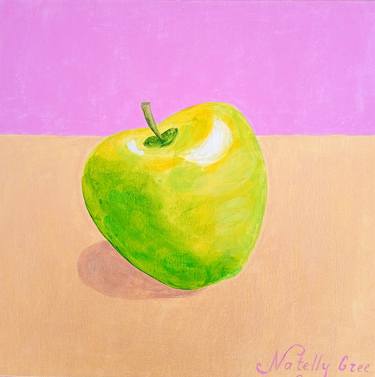 Canvas Painting The Apple on Gold , Abstract Contemporary art thumb