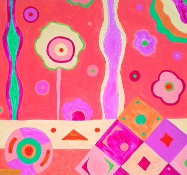 Painting Pink Life Contemporary Abstract artwork colorful thumb