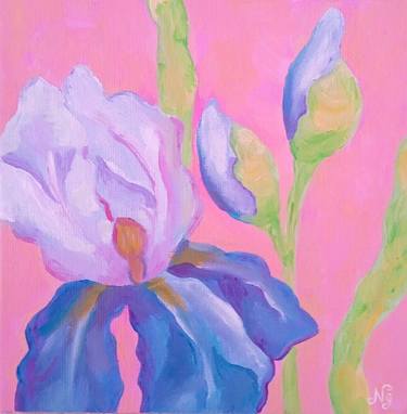Flowers Irises Oil Painting Floral Artwork Canvas Natelly Gree thumb