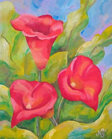 Original Fine Art Floral Paintings by Natelly Gree