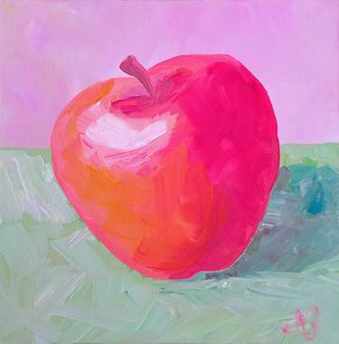 Red Apple Oil Painting Original Art Fruit thumb