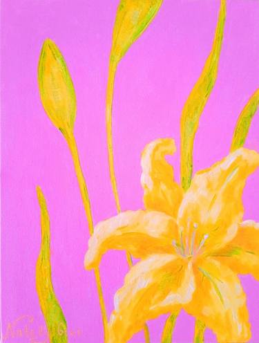 Lily on Pink Oil Painting Canvas Floral Art Large Flower Painting thumb
