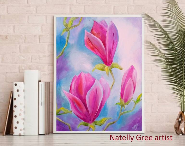 Original Fine Art Floral Painting by Natelly Gree