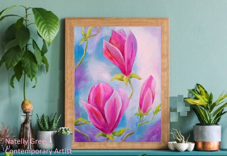 Original Fine Art Floral Painting by Natelly Gree