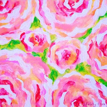 Roses Abstract Painting Small Original Art Flowers Canvas thumb