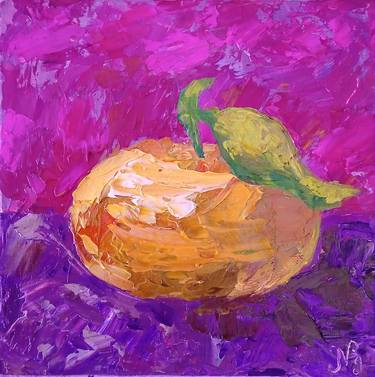 Mandarin Oil Painting Original Art is Fruit Tangerine Small Art thumb