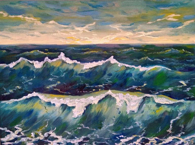 Print of Impressionism Seascape Paintings by Natelly Gree