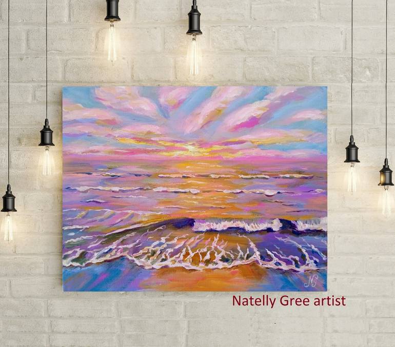 Original Impressionism Seascape Painting by Natelly Gree