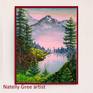 Mountains Lake Trees Oil Painting