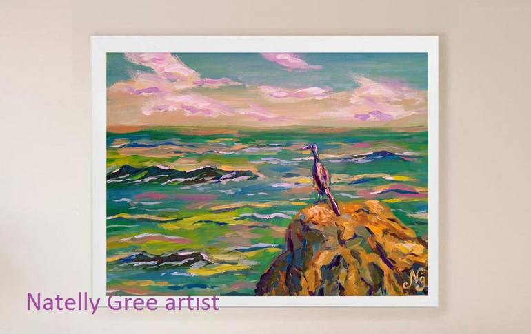 Original Impressionism Seascape Painting by Natelly Gree