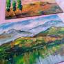 Impressionist Abstarct Mountains Lake Oil Painting