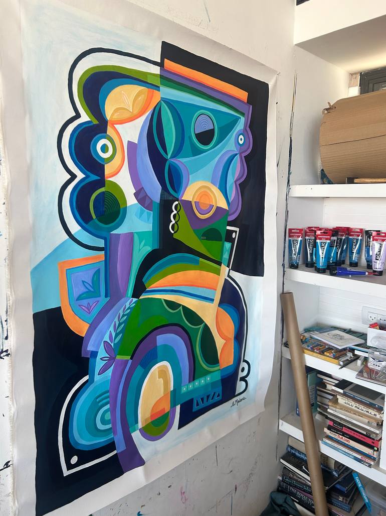 Original Geometric Abstract Painting by Samantha Malone