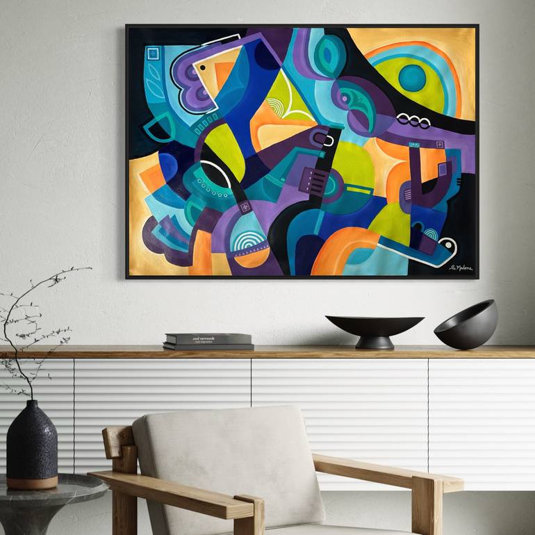Original Geometric Abstract Painting by Samantha Malone