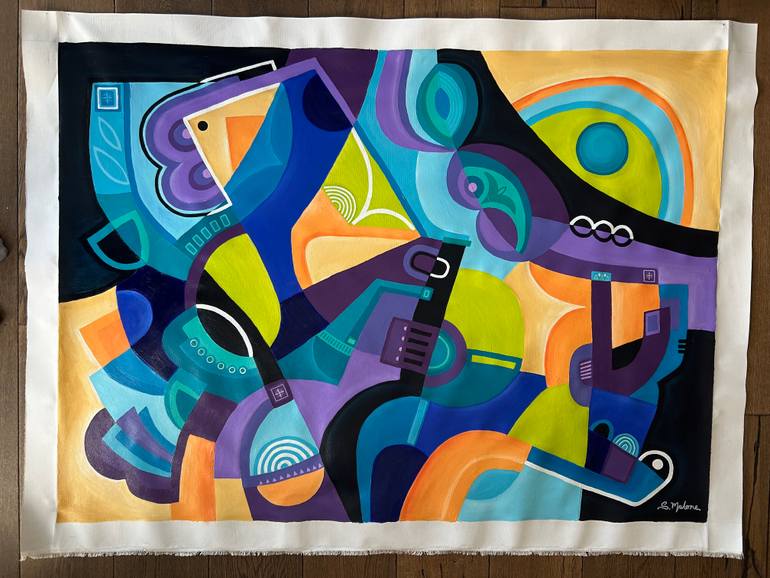 Original Geometric Abstract Painting by Samantha Malone