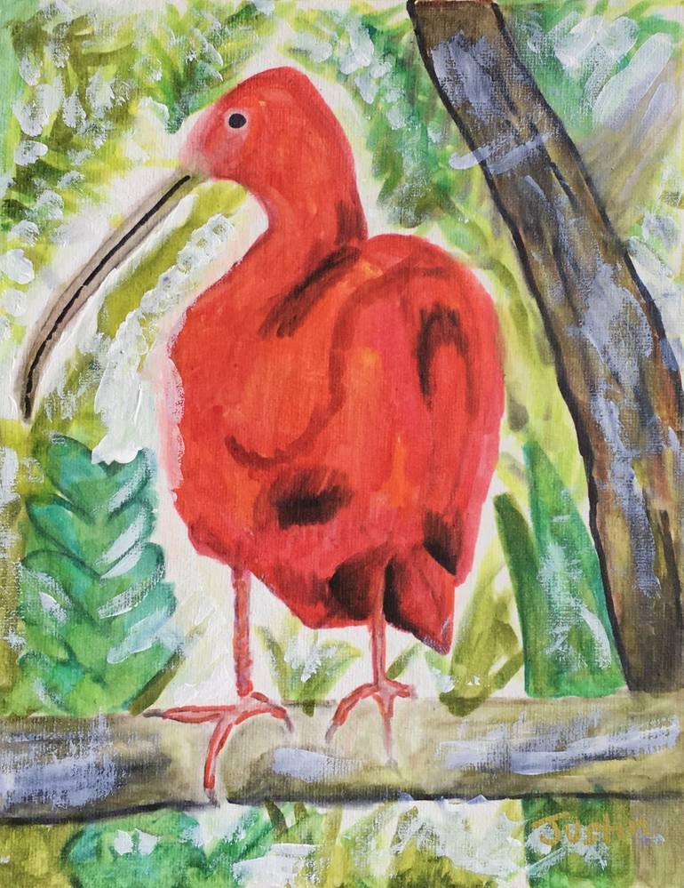 The Scarlet Ibis Painting by Justin Halo Saatchi Art