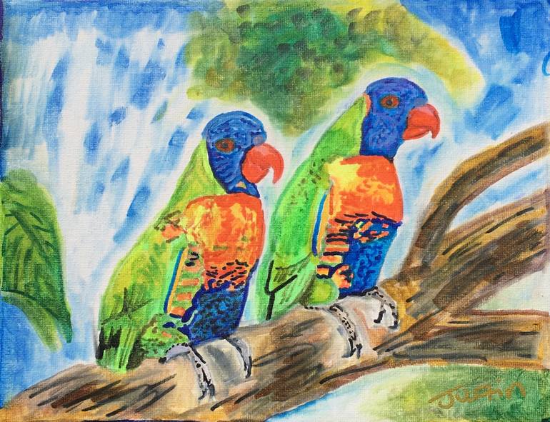 Rainbow Lorikeets Drawing by Justin Halo | Saatchi Art