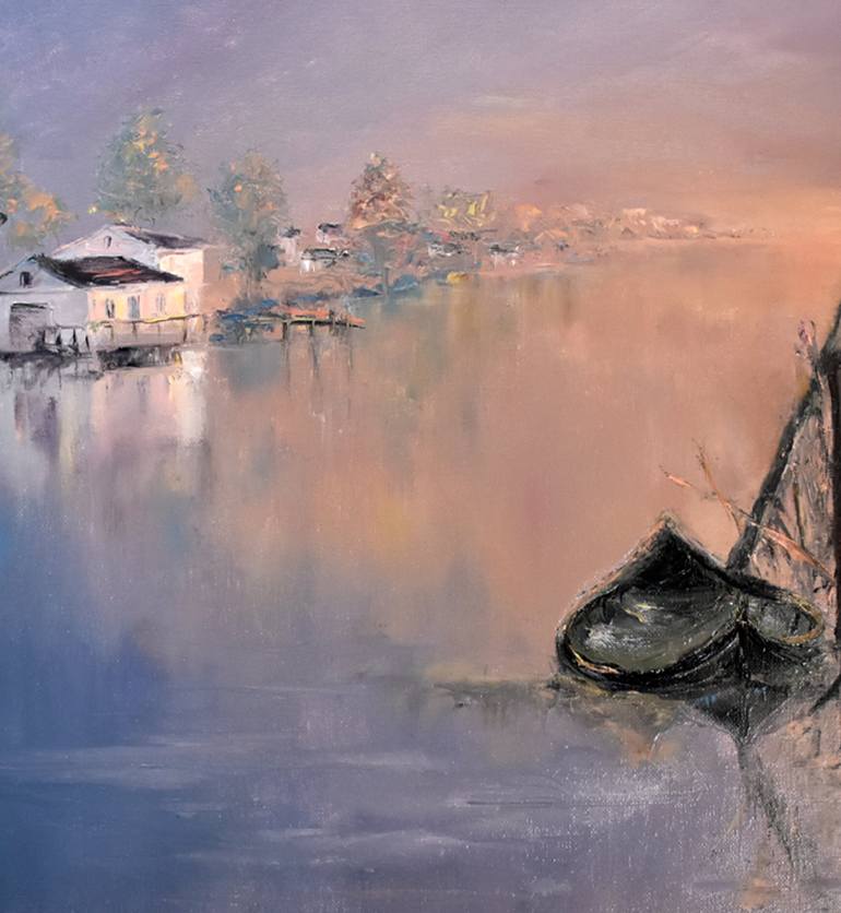 Original Boat Painting by Oxana Shimanchuk