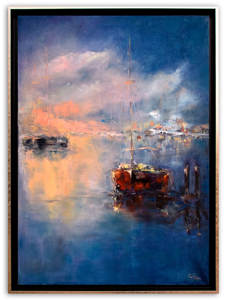 Original Contemporary Boat Painting by Oxana Shimanchuk