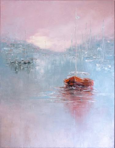 Original Contemporary Boat Painting by Oxana Shimanchuk