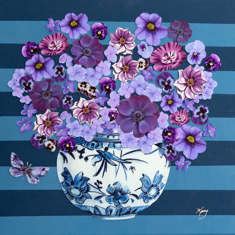Original Floral Mixed Media by Karey Bancroft | Figurative Art on Acrylic | For the love of pansies