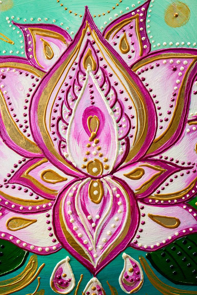 Original Geometric Floral Painting by Vladilena Cherednichenko