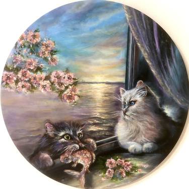 Print of Impressionism Cats Paintings by Madina Tairova