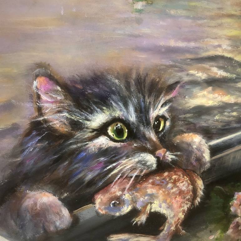 Original Impressionism Cats Painting by Madina Tairova