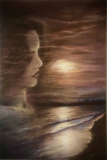 "Lullaby for the Sun" Realistic sunset landscape VS portrait. thumb