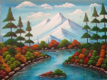 Print of Folk Landscape Paintings by Naveed Shehzad