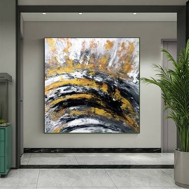 Gold Texture Abstract Painting, Modern Wall Art, Home Decor H64 thumb