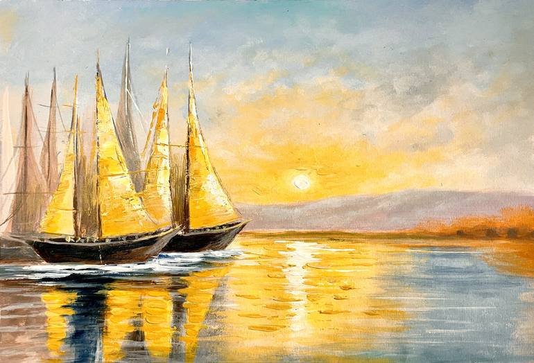 Store Sailboat. Oil painting. Original.