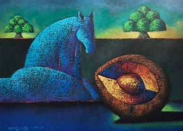 Print of Surrealism Horse Paintings by Mario Rene Madrigal-Arcia
