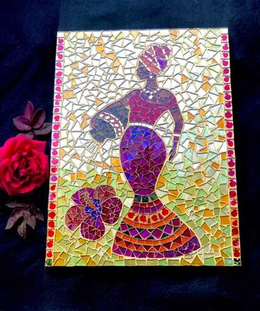 African woman glass mosaic thumb