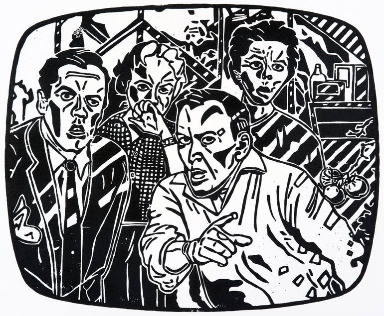Invasion Of The Body Snatchers 1956 With Vine Tomatoes Woodcut Print