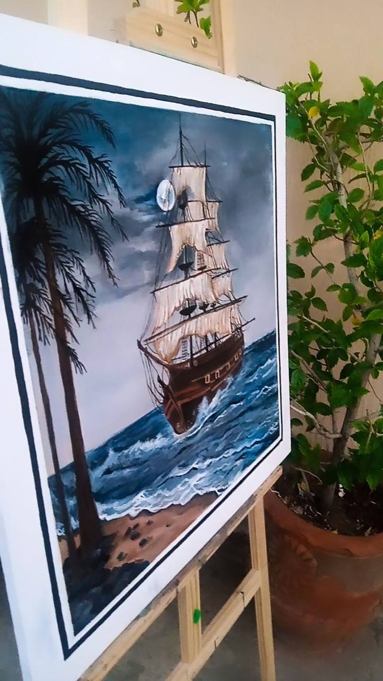 Original Boat Painting by Tayyba  Amjad hussain