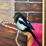 Magpie detail and a view of an oak frame