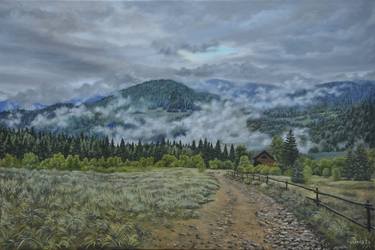 Landscape Oil Painting "After rain" 92x62 cm thumb